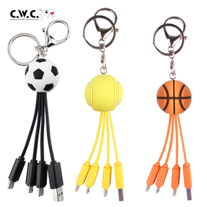 สายชาร์จ USB รูปทรงฟุตบอลแบบกำหนดเอง ของขวัญ ดีไซน์ลูกบอลกีฬา พวงกุญแจอเนกประสงค์ สายชาร์จ 3 in 1 - Product Image 1