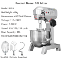 Mélangeur à pâte électrique de haute qualité, double vitesse, bol de 10 L, acier inoxydable, couvercle de protection, pour boulangerie, moulin à farine, usage hôtelier