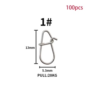 Bầu Loại thép không gỉ móc nhanh clip khóa Snap nối 100 cái/túi xoay & Snaps cho an toàn cho câu cá giải quyết công cụ - Product Image 4