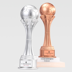 كأس كرة قدم كبير جداً مخصص، جائزة الحذاء الذهبي لأفضل هداف وحارس مرمى في الألعاب والأندية، مصنوع من الراتنج الذهبي - Product Image 3