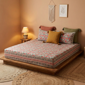 VILAKSH ENTERPRISES Ensemble de housse de couette classique à imprimé floral 100% coton 7 pièces avec taies d'oreiller, sans plis, 400TC, personnalisable - Product Image 3