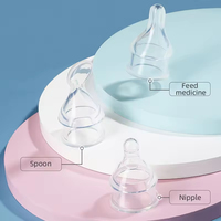 Nouveau biberon en silicone sans BPA pour bébé, avec cuillère doseuse intégrée, motif dessin animé, pour médicaments et eau, 0-12 mois, débit moyen