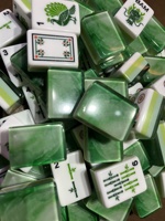 Juego de Mahjong Americano Funky Trade Emerald Wave, Fichas de Mahjong Acrílicas Premium de Jade Verde Brillante, 160 Piezas, Juego Completo