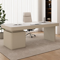 Bureau d'ordinateur Cokovo Commercial en pierre, style crème, moderne et simple, avec plateau en dalle de roche, pour le travail, le stockage, la beauté médicale et la consultation, garantie 3 ans