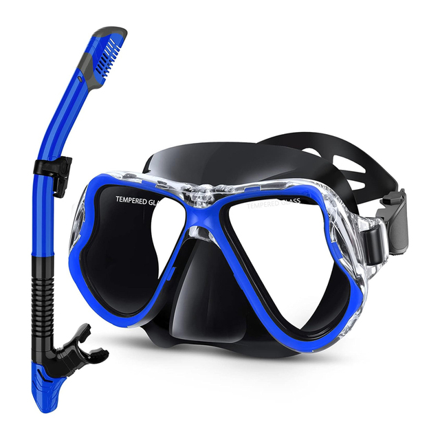 XIALE Ultimate Underwater Exploration Combo Diving Mask with Anti-Fog Glass Lenses and Snorkel