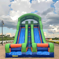 AM Combo Toboggan Gonflable Sec à Double Voie avec Souffleur, en PVC, pour Location de Fêtes, Inclut des Kits de Réparation, Double Couture Quadruple
