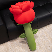 Peluche en forme de nœud papillon et rose rouge, coussin en forme de pétales de roses roses, poupée en peluche, oreiller décoratif 3D en forme de fleur, décoration d'intérieur