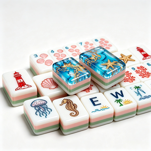 Juego de Fichas de Mahjong Americano con 160 Fichas Acrílicas de Tigre - Bambú Azul de Lujo y Loto Blanco, Juego de Mahjong Premium de Primera Calidad - Product Image 5