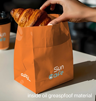 Sacs en papier kraft à fond carré, personnalisables, écologiques, résistants à la graisse, marron et blanc, jetables pour boulangerie - Emballage pour sucre et gelée