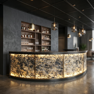 stone veneer distributor India Modern Backlit Translucent Stone Wall <b>Panel</b> Fluorescent Effect for Home Bar Commerce <b>Decoration</b> - Product Image 1