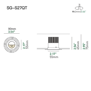 Xrzlux <span class=keywords><strong>15W</strong></span> नेतृत्व वाली दीवार वॉशर स्पॉट लाइट आधुनिक डिजाइन एंटी-ग्लेयर एल्यूमीनियम कैलिंग डाउनलाइट ट्राइमेज्ड डाउनलाइट - Product Image 5