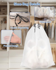 Sacs à chaussures de voyage avec cordon de serrage, imperméables, anti-poussière, portables, sacs de rangement pour chaussures de voyage, sacs à chaussures transparents - Product Image 5