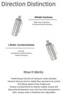 Amortisseur rotatif robuste en acier inoxydable avec rotation bidirectionnelle (CW/CCW) pour portes d'armoires à fermeture douce et autres applications