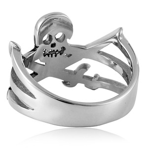 yunnique Stainless Steel <b>Ring</b> <b>Skull</b> Sword Design Men's Party Jewelry Fashion <b>Ring</b> Geometric Pattern Steel Color - Product Image 4
