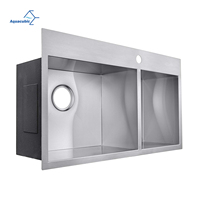 Évier de cuisine double cuve en acier inoxydable 304 de qualité supérieure, à montage encastré - Design rectangulaire taille américaine
