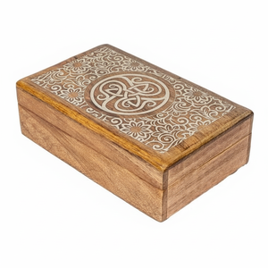 Premium Mango <b>Wood</b> <b>Jewelry</b> <b>Box</b> with Pentacle Design White Antique Multipurpose Decorative Storage <b>Box</b> at Factory Wholesale Price - Product Image 1