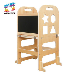 Torre de aprendizaje plegable de <span class=keywords><strong>madera</strong></span> para niños pequeños, taburete con <span class=keywords><strong>pizarra</strong></span> y recortes de formas para ayudar en la cocina W08G540 - Product Image 1