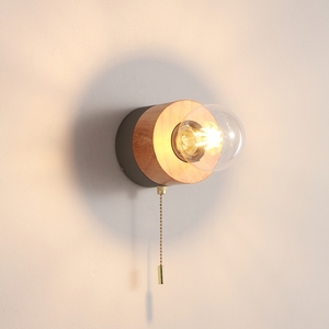 Lâmpada de interior 4W estilo moderno E27 alumínio cinza luz de leitura LED redonda de madeira - Product Image 1