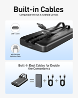 Batería Externa Portátil Delgada de Estilo Ejecutivo Scorpion Pro de 10000 mAh de Alta Capacidad con Cable Integrado y Carga Rápida de 22.5W/30W
