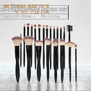 Private Label Vegan Makeup Brush Set Synthetic Hair Plastic Handle Black Travel Concealer Kit - Product Image 2