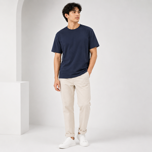 T-shirts pour hommes en gros, 270 GSM, 100% coton, logo personnalisé brodé, haute qualité, fabricant direct d'usine - Product Image 2