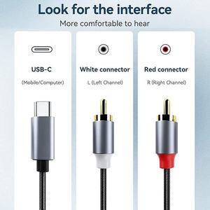 Câble audio coaxial <span class=keywords><strong>USB</strong></span> C vers <span class=keywords><strong>RCA</strong></span> mâle, adaptateur séparateur audio double <span class=keywords><strong>RCA</strong></span>, PVC doré, stock en sachet plastique pour applications de microphone et de moniteur - Product Image 3