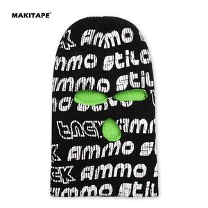 Pasamontañas de punto jacquard unisex, cortavientos y cálido, con 1 o 3 orificios, negro, para ciclismo, esquí, uso diario y fiestas - Product Image 3