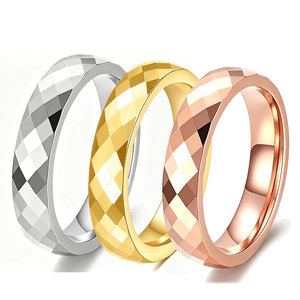 Anillo de Acero Inoxidable Poligonal Facetado de 4mm 6mm con Diseño Geométrico para Mujer, Joyería de Compromiso - Product Image 1