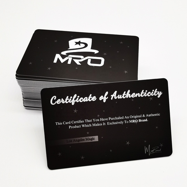 Factory Custom Printing Plastic NFC Certificate of Authenticity Card With 13.56Mhz NFC Chip
