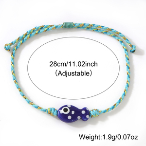 Go2boho bracciale con perline di pesce a lume, braccialetti di <span class=keywords><strong>amicizia</strong></span> con cordoncino intrecciato regolabile per ragazze, grazioso fascino in vetro Murano - Product Image 6
