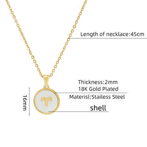 12 Horoscopes pendentif zodiaque bijoux en acier inoxydable pour femmes et hommes pendentif en perles de coquillage 12 constellations collier - Product Image 6