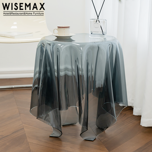 WISEMAX FURNITURE Modern Hotel Restaurant Decor Side End <strong>Table</strong> Transparent <strong>Grey</strong> Round Acrylic <strong>Coffee</strong> <strong>Table</strong> for Living Room - Product Image 3