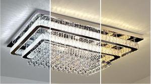 Lampadario Moderno di Lusso in Cristallo K9 PM, Lampada da Soffitto in Acciaio Inox per <span class=keywords><strong>Soggiorno</strong></span>, Illuminazione LED Rettangolare per Sala da Pranzo - Product Image 3