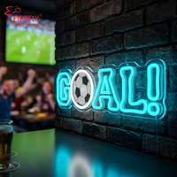 Enseigne néon LED personnalisable et dimmable en forme de but de football, alimentée par USB, décoration murale en forme de ballon de football pour bar sportif et pub
