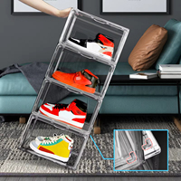 Boîte de rangement pliable transparente en plastique pour chaussures, organisateur de chaussures portable et pliable, étui à chaussures