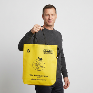 Sac de courses réutilisable en polyester imprimé sur mesure, sac de courses écologique avec logo personnalisé, sac de courses pliable en polyester - Product Image 2