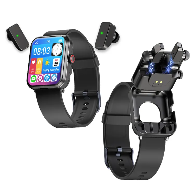 नई Rohs 4g एंड्रॉयड इयरफ़ोन Sarbuds स्मार्ट घड़ी Tws के साथ वायरलेस हेड फोन्स ईरफ़ोन T500 स्मार्ट घड़ी