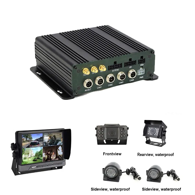 Voertuig Beveiliging 1080P 4 Kanaals High Definition Omkeren Monitoring Mobiele Dvr Met 4G Live Streaming Gps