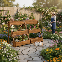 Jardinière surélevée en bois à 3 niveaux, support vertical d'extérieur pour la culture de fleurs, d'herbes et de légumes