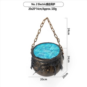 Pot à bonbons lumineux en forme de <span class=keywords><strong>chaudron</strong></span> <span class=keywords><strong>magique</strong></span>, décoratif pour cour, avec toile d'araignée colorée et activation sonore, idéal pour Halloween - Product Image 2