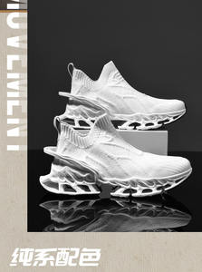 2025 respirant maille Surface à lacets hommes chaussures baskets à la mode pour hommes tranchant rehaussant la mouche côtelé chaussettes anti-glissant - Product Image 5