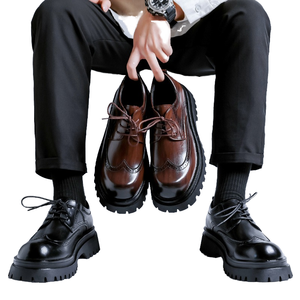 Zapatos de Vestir para Hombre, con Suela Gruesa, Impermeables, que Aumentan la Altura 4 cm, de Buena Calidad, con Cordones, Duraderos, para Primavera y Verano - Product Image 4