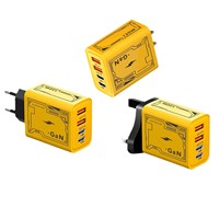 Adaptor charger lipat tipe C 65W, charger 12 volt 65 watt, adaptor AU, colokan dinding USB tipe C ganda untuk charger