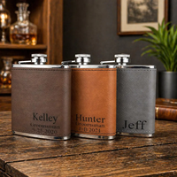 Flacon en similicuir personnalisable, gravure au laser, flacon à liqueur en acier inoxydable gravé avec logo personnalisé pour cadeaux et promotions