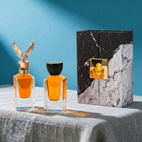 Flacon pulvérisateur en verre vide rectangulaire à base épaisse personnalisé 50 ml, style concis, atomiseur à col serti, flacon de parfum avec boîte d'emballage