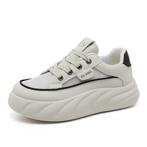 Chaussures compensées à lacets LYKU pour femme – Tendance mode printemps-été-automne, respirantes en maille, rehaussantes pour étudiantes - Product Image 4