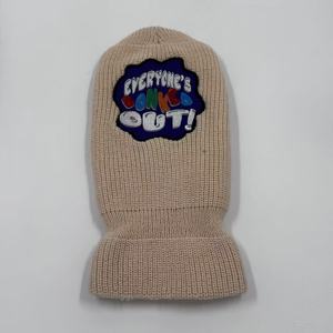 Máscara de esquí de material acrílico de punto al por mayor sombrero de máscara de Ciclismo de cara completa de 3 agujeros con bolsa de dólar blanco bordada - Product Image 6