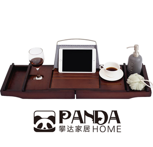 Bath Tub Tray Luxury Natural Bamboo Extending Bathtub Shower Caddy Bridge Tablet Book Reading Rack Bathroom Wood Over Bath Tub Tray