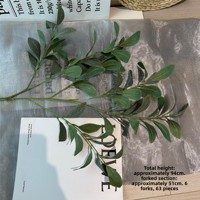 Plantes et fleurs artificielles de la série verte style Mori : feuilles d'eucalyptus, de saule, de bambou et d'herbe de cheval – Décoration suspendue pour l'extérieur et la maison