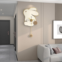 Neue Design minimalist ische Kaninchen Wanduhr mit Pendel moderne nordische Wanduhr für Wohnzimmer Büro